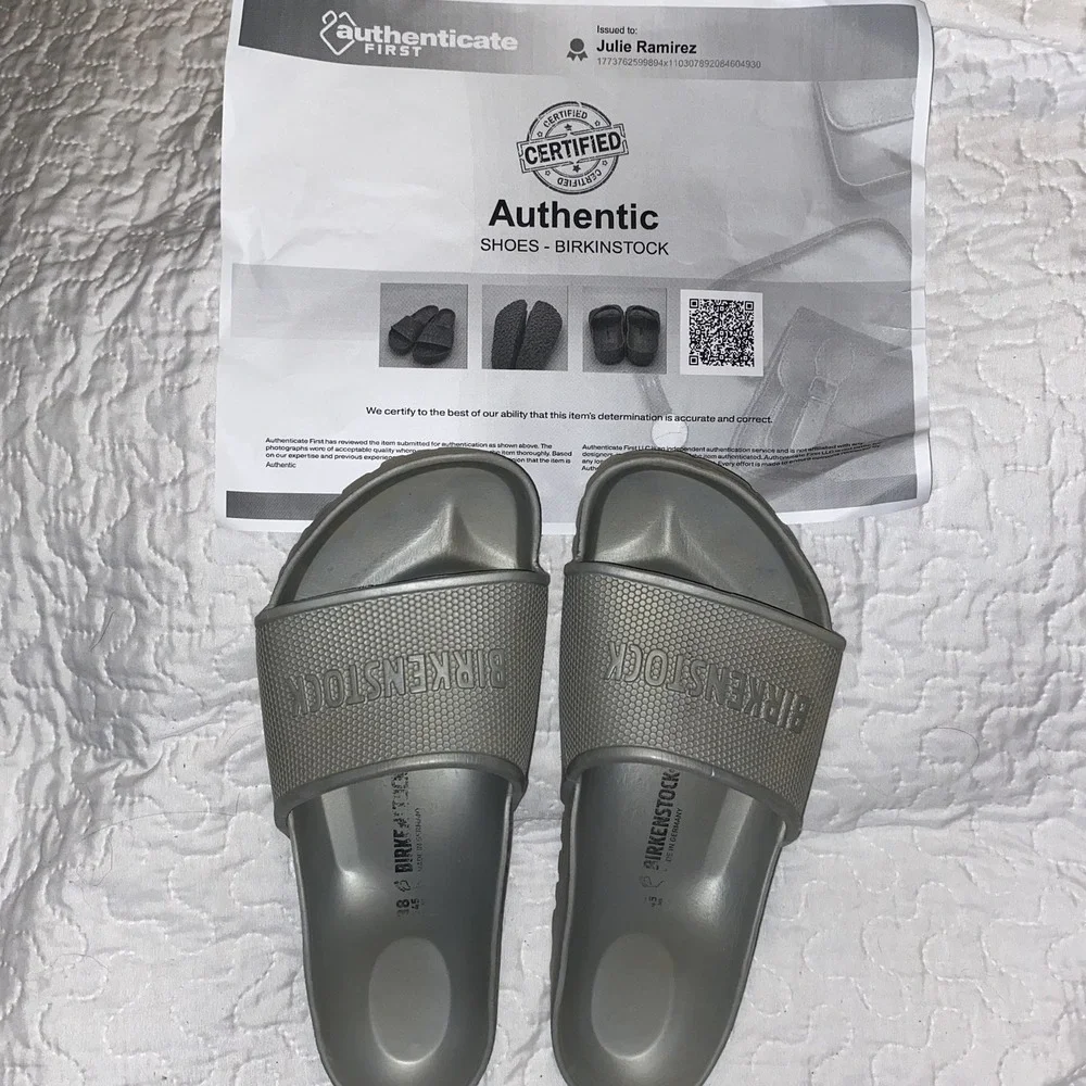 Birkenstock Barbados EVA silver Slides ‎ Unisex Sz.38 W 7-7.5 M 5.5-6 Authentic